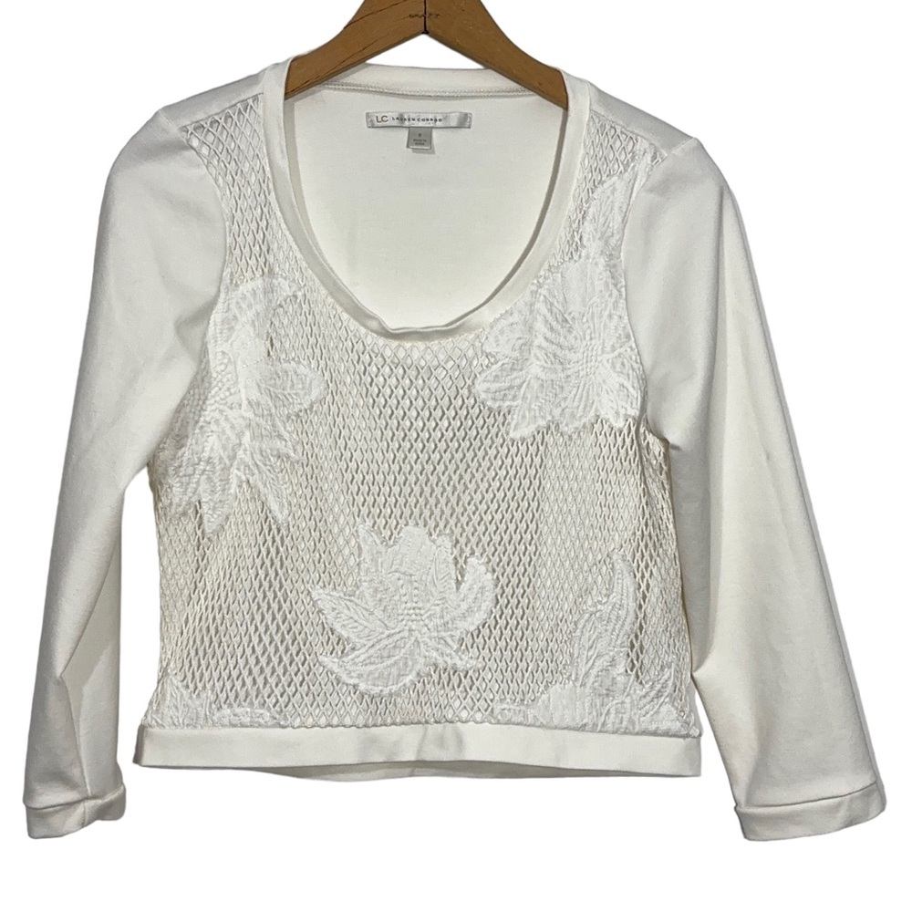 Lauren Conrad Cropped Floral Fishnet Top - Picture 4 of 4